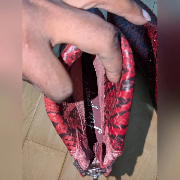 Free People Alamosa Red Snakeskin Moto Bootie BNWT Size 7.5 EU 38 $178 - Picture 7 of 8